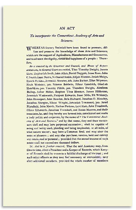 An Act to Incorporate the Connecticut Acedemy of Arts and Sciences, Pg 1